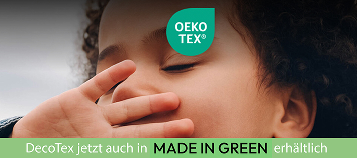 Gähnendes Kind und Slogan Decotex jetzt auch in Made in Green erhältlich